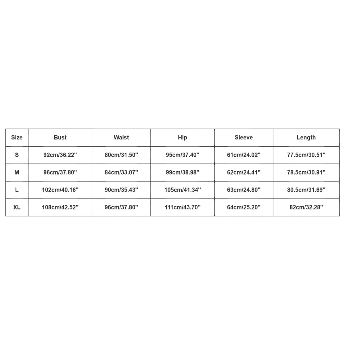 Product size guide